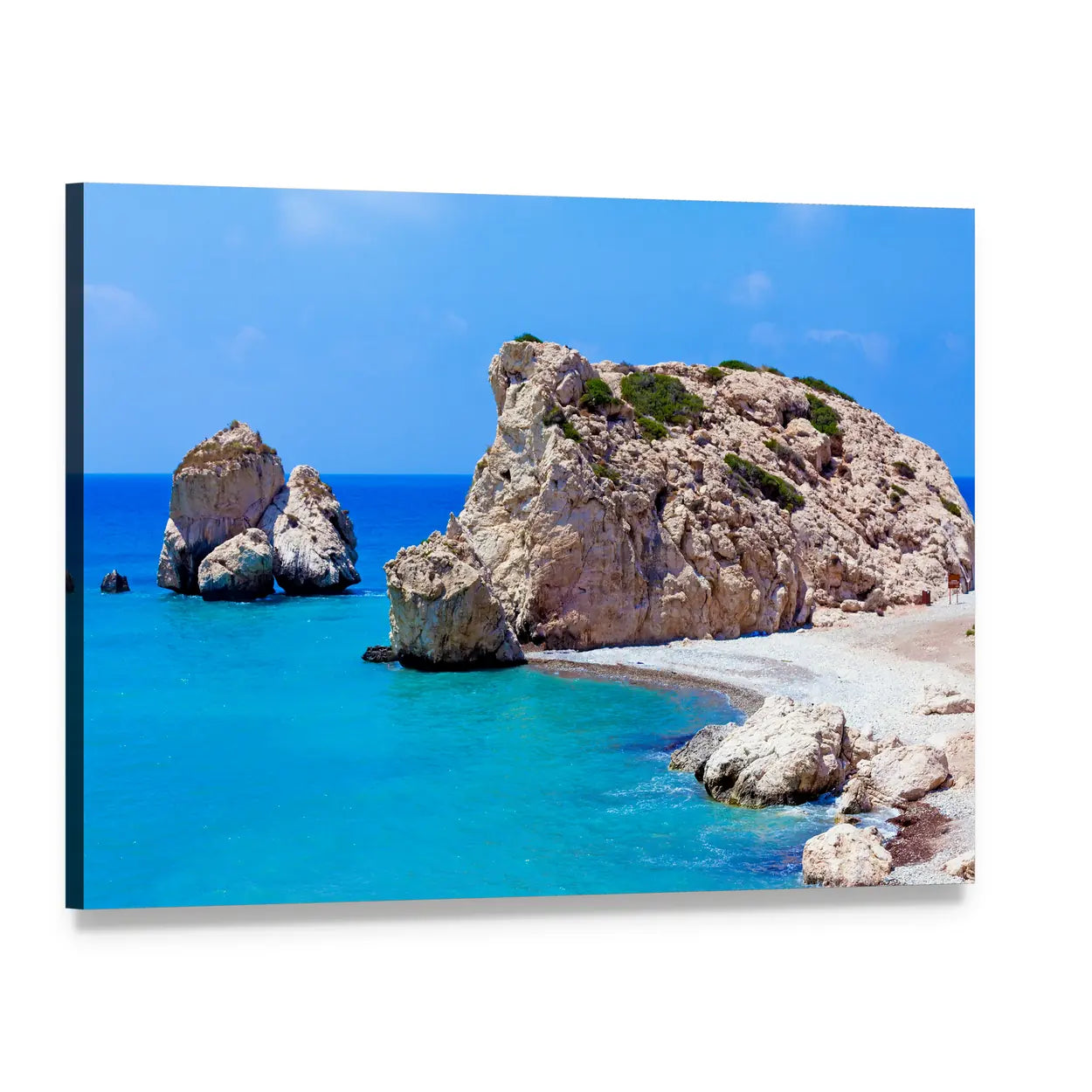 Rocks of Aphrodite in Paphos Canvas Wall Art, single panel gallery wrapped canvas, angled product view