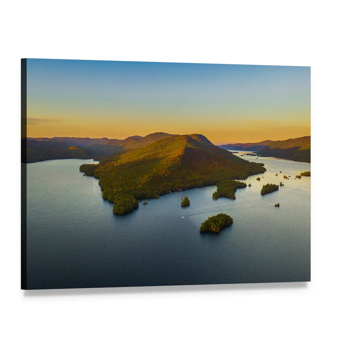 Fall Foliage by Lake George Canvas Wall Art, single panel gallery wrapped canvas, angled product view