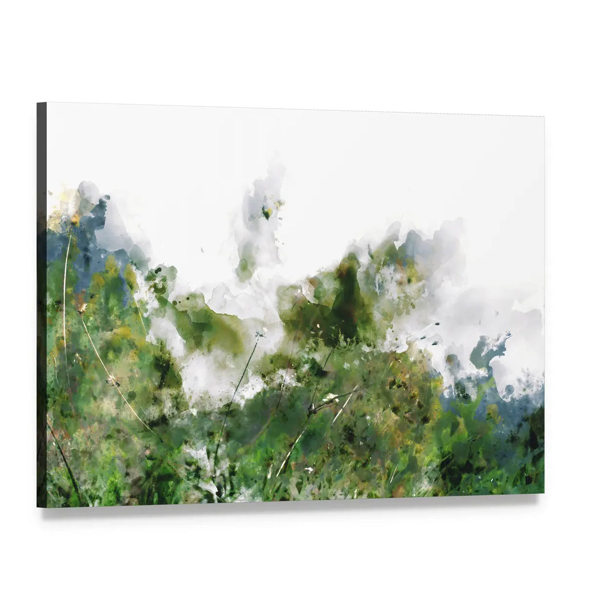 Wild Jungle Watercolor Texture Canvas Wall Art, single panel gallery wrapped canvas, angled product view