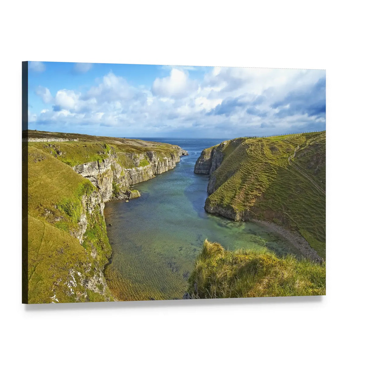 Smoo Cave Bay Landscape Canvas Wall Art, single panel gallery wrapped canvas, angled product view