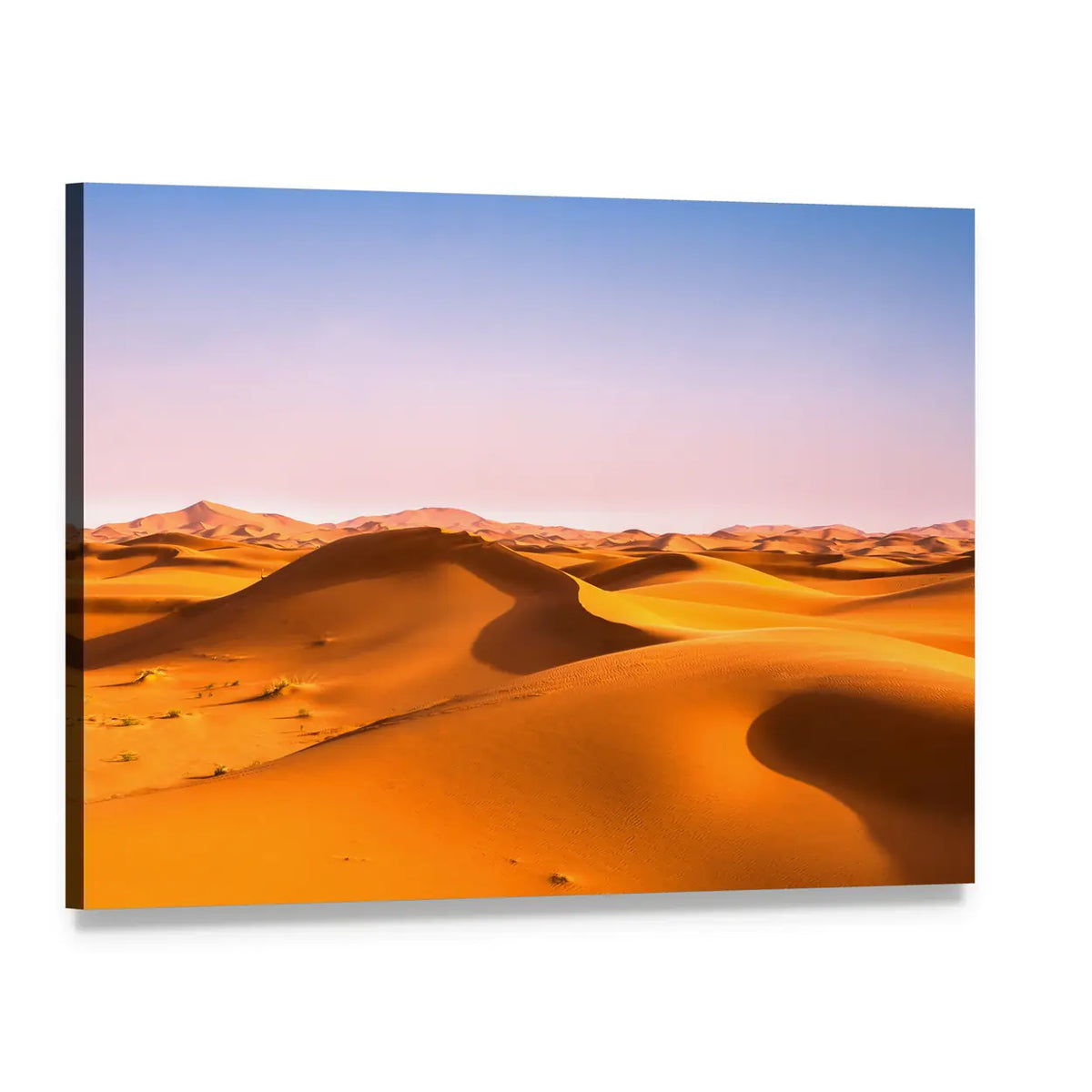 Sahara Sand Dunes at Golden Hour Canvas Wall Art, single panel gallery wrapped canvas, angled product view
