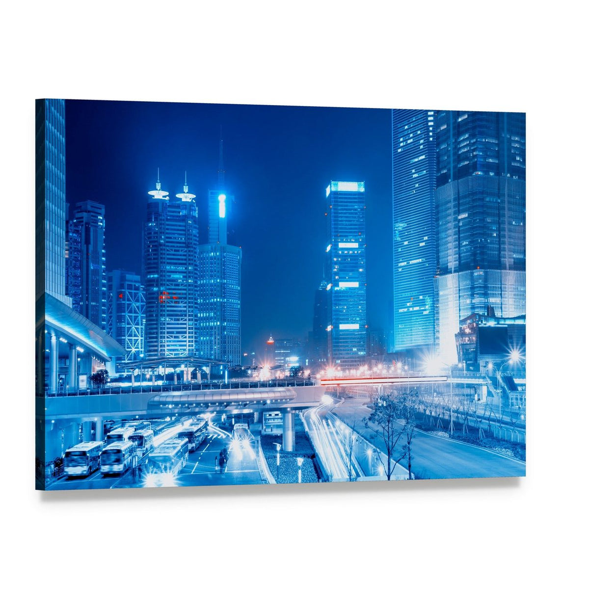 Speedy Cars at Night Canvas Wall Art, single panel gallery wrapped canvas, angled product view