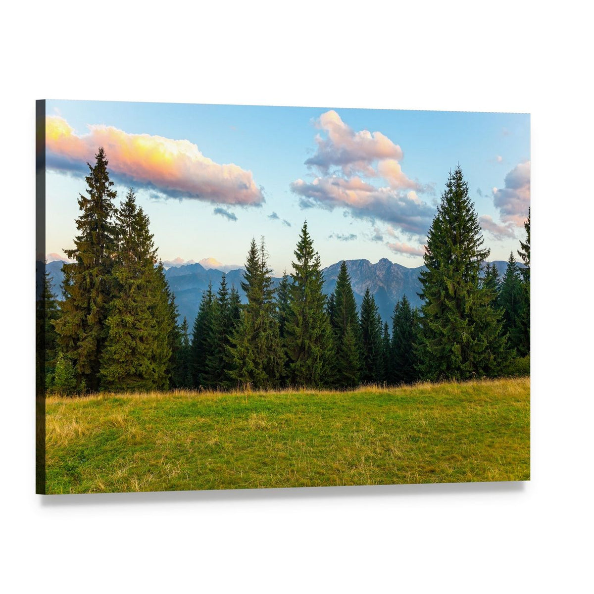 Summer View of the Tatra Mountains Canvas Wall Art, single panel gallery wrapped canvas, angled product view