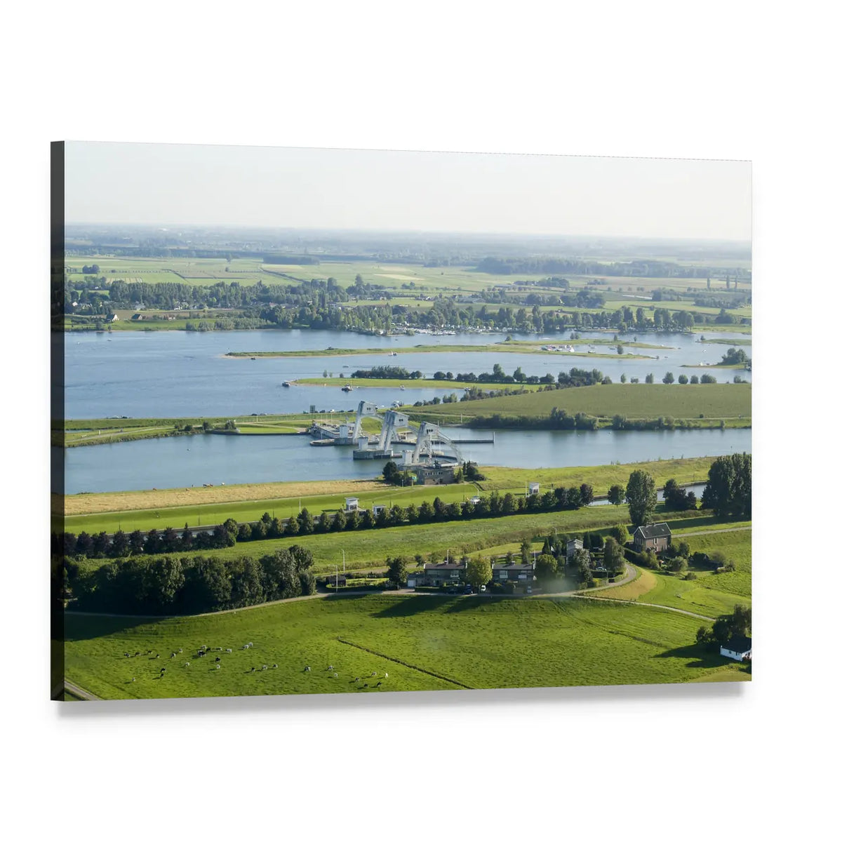 River Rhine Aerial View Canvas Wall Art, single panel gallery wrapped canvas, angled product view