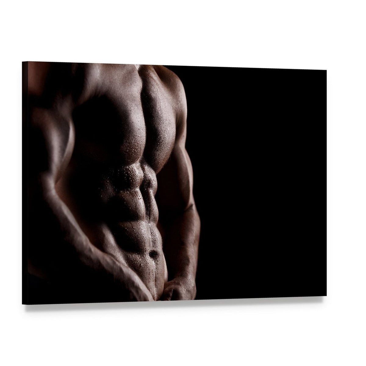 Powerful Male Torso with Defined Musculature Canvas Wall Art, single panel gallery wrapped canvas, angled product view