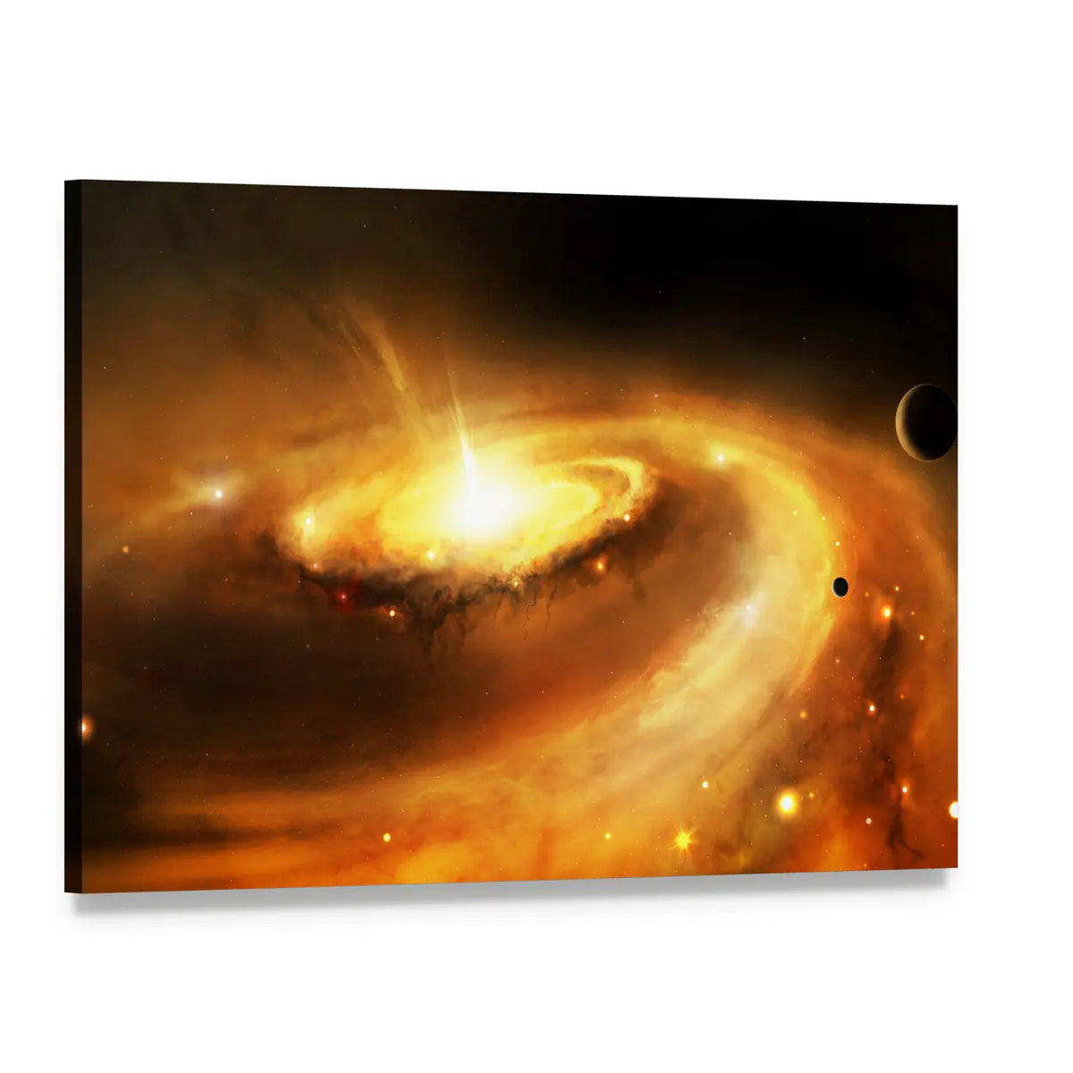 Galaxy Core in Space Canvas Wall Art, single panel gallery wrapped canvas, angled product view