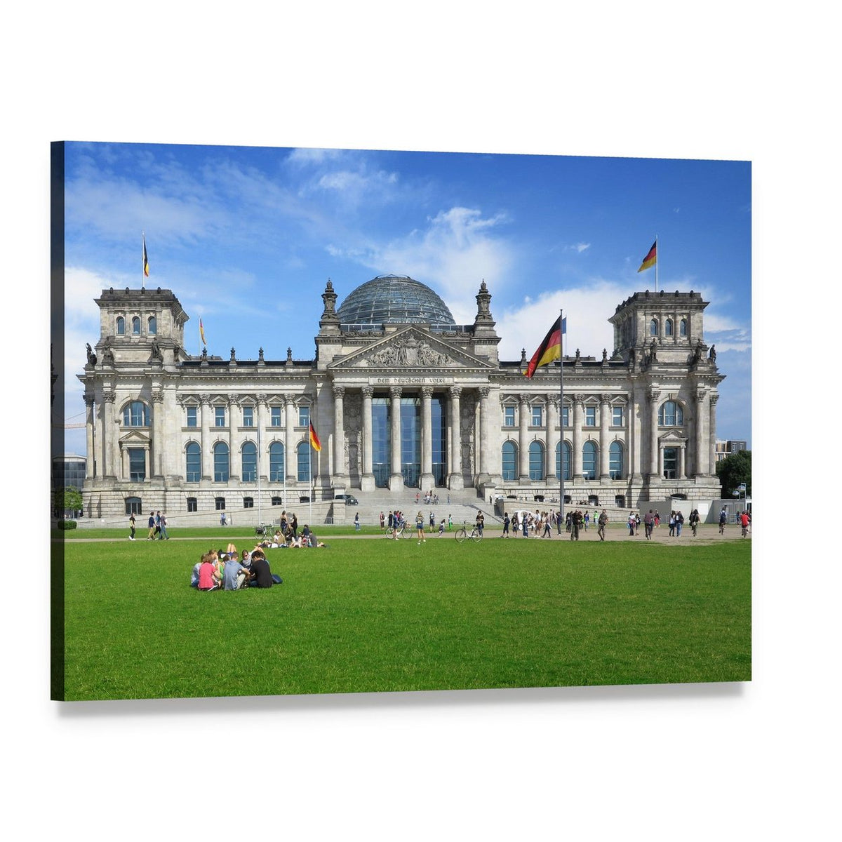 Reichstag Building in Berlin Canvas Wall Art, single panel gallery wrapped canvas, angled product view