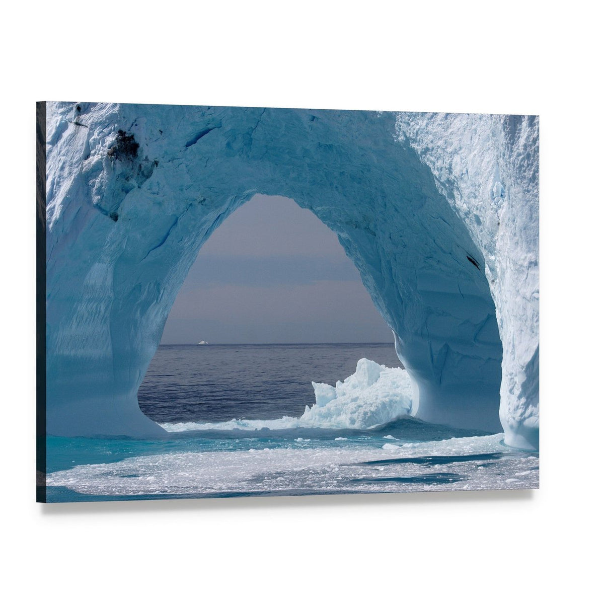 Iceberg Arch in the Atlantic Ocean Canvas Wall Art, single panel gallery wrapped canvas, angled product view