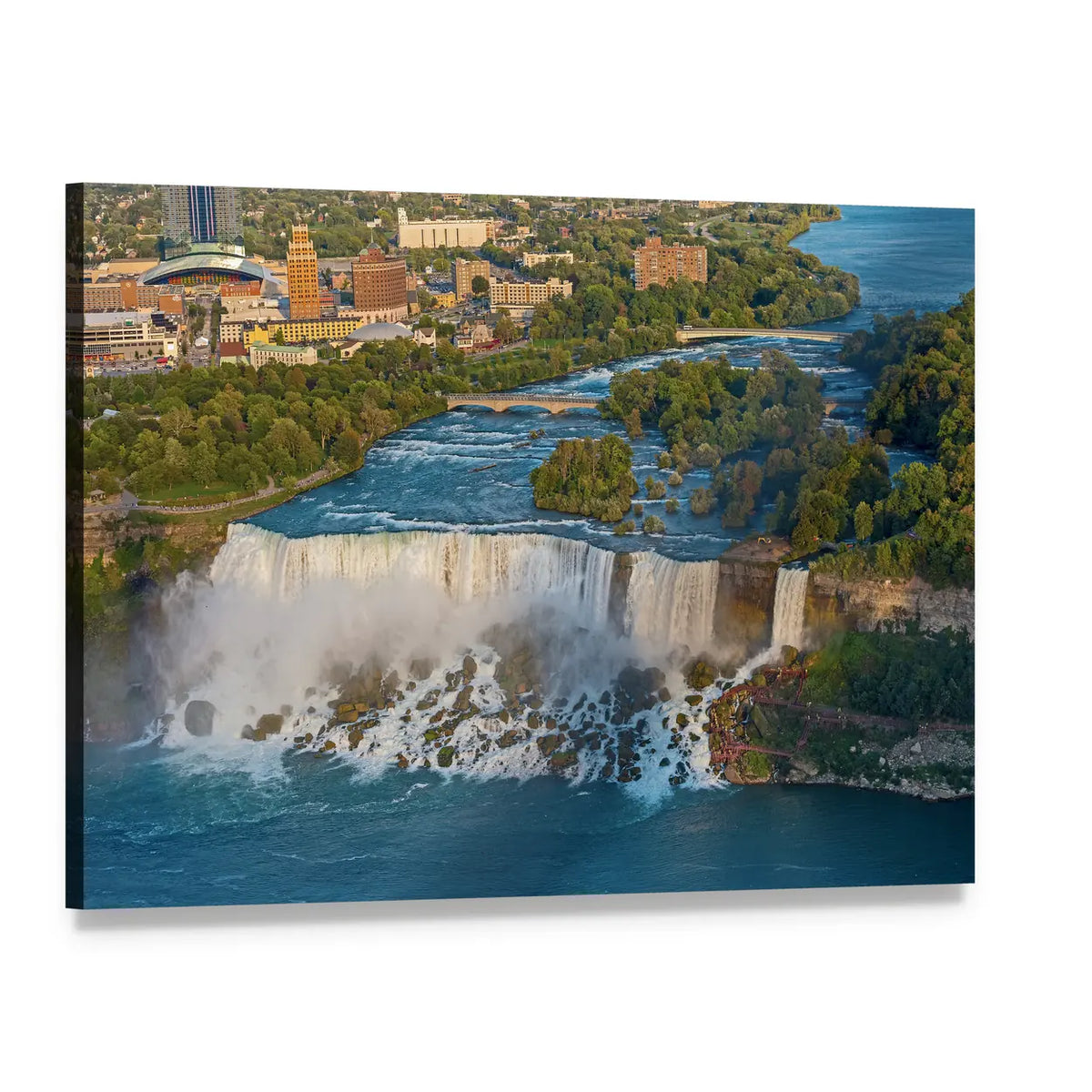 Niagara Falls Aerial View Canvas Wall Art, single panel gallery wrapped canvas, angled product view
