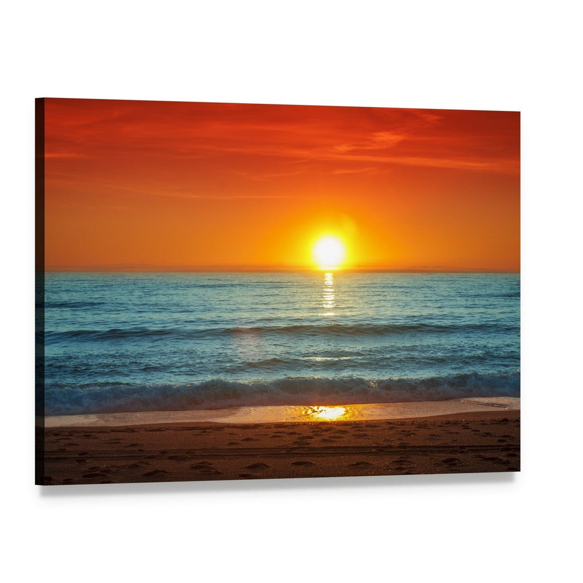 Ocean Sunset in Almeria Canvas Wall Art, single panel gallery wrapped canvas, angled product view