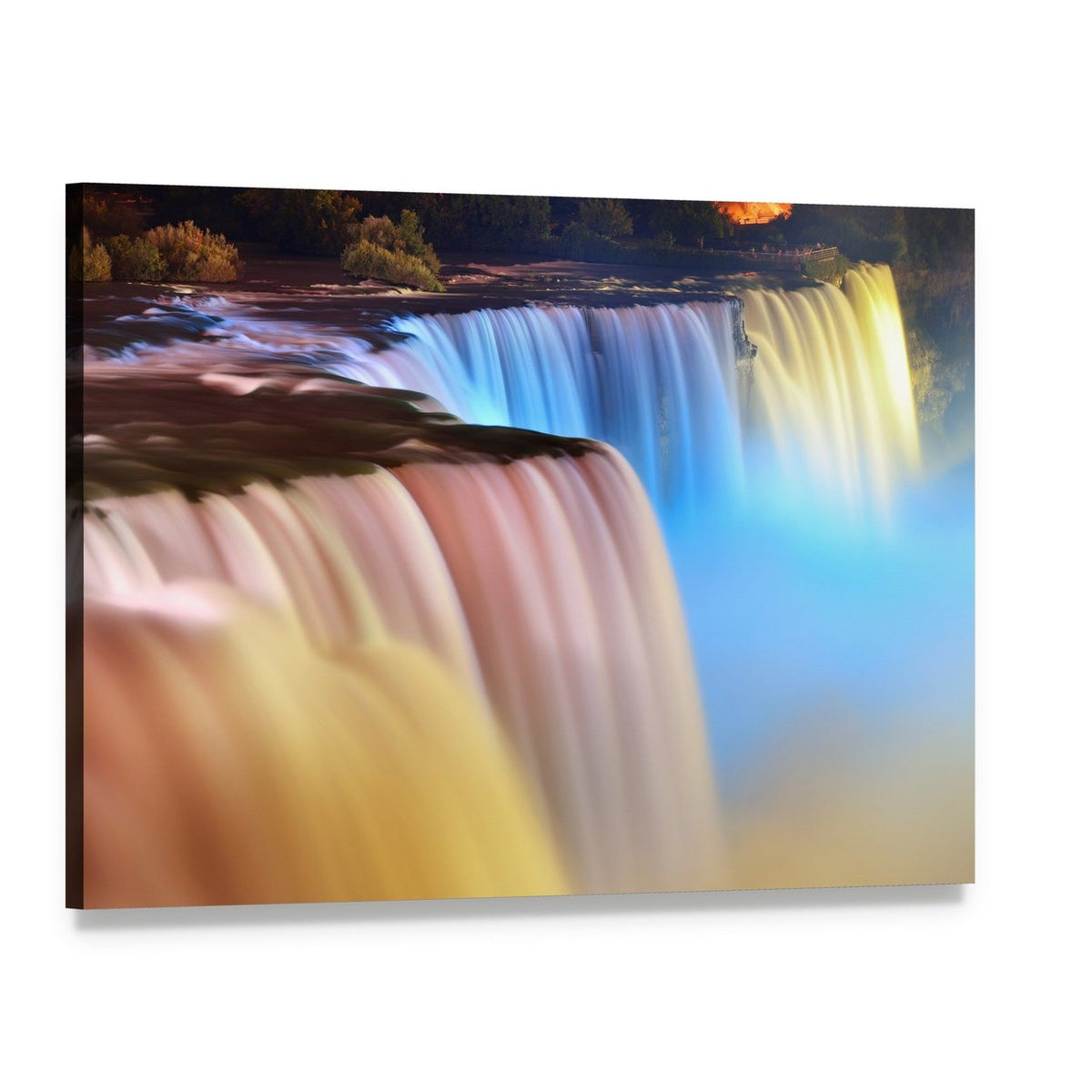 Colorful Niagara Falls Canvas Wall Art, single panel gallery wrapped canvas, angled product view