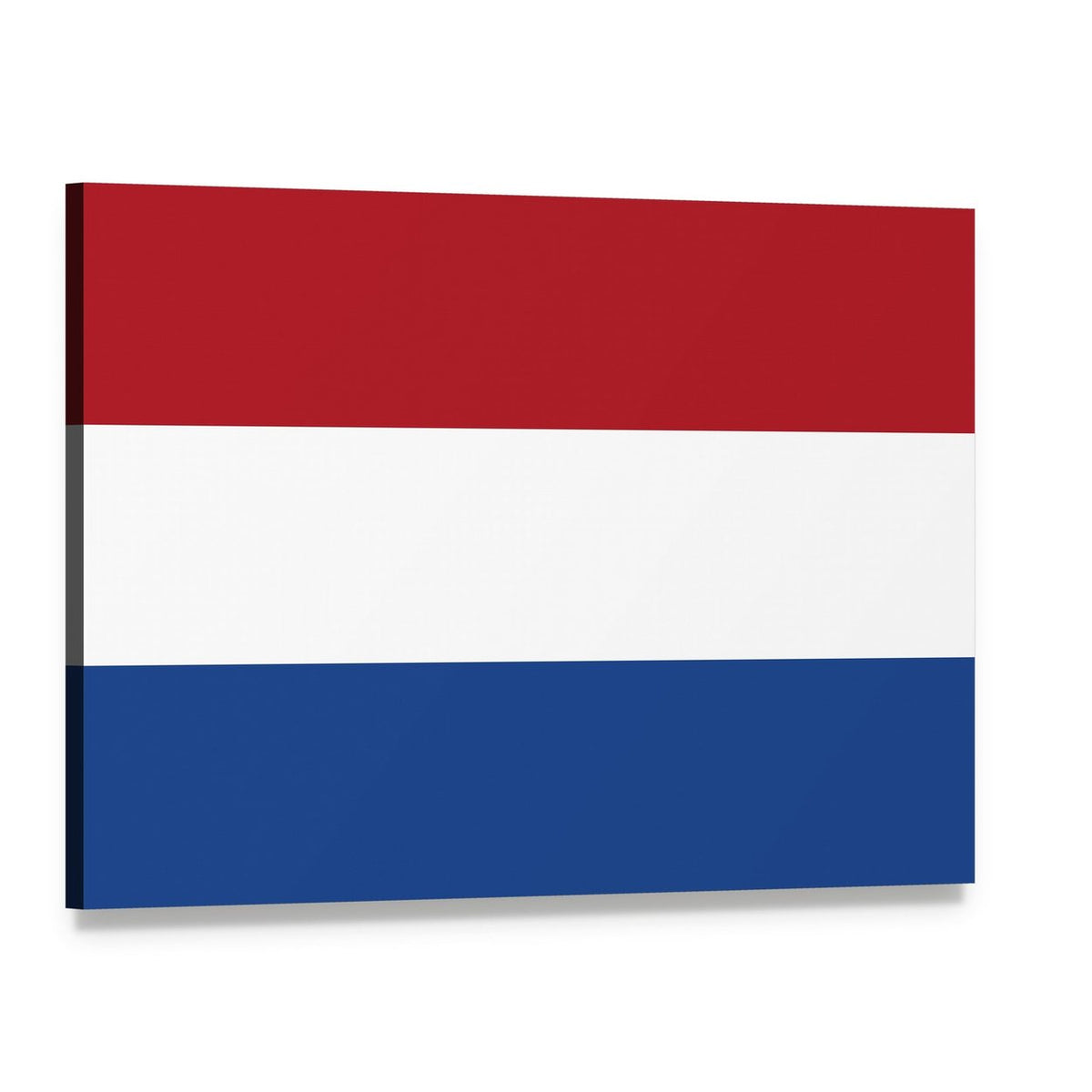 Dutch Tricolor Flag Canvas Wall Art, single panel gallery wrapped canvas, angled product view
