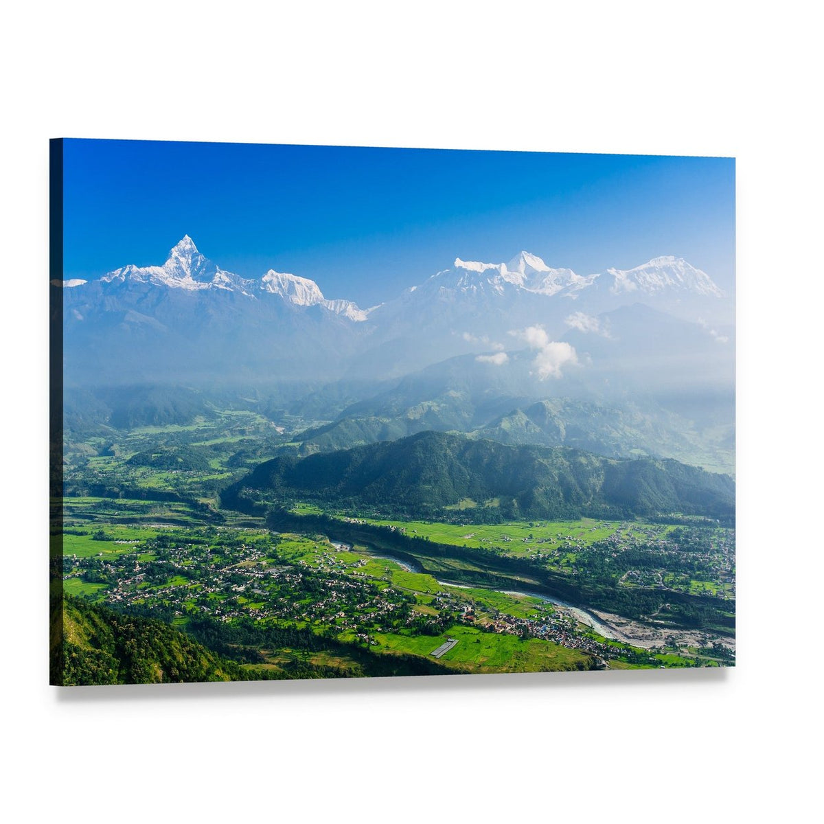 Machapuchare and Pokhara Nepal Canvas Wall Art, single panel gallery wrapped canvas, angled product view