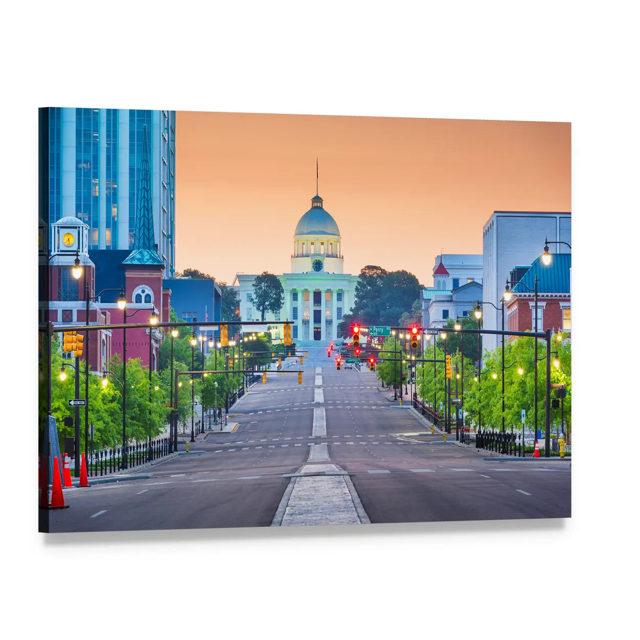 Montgomery State Capitol at Dawn Canvas Wall Art, single panel gallery wrapped canvas, angled product view
