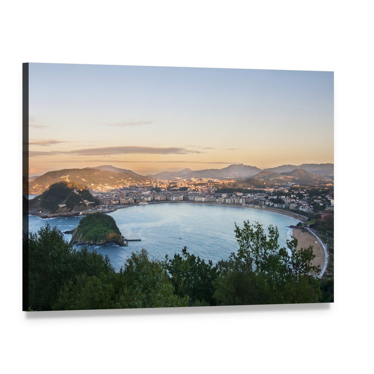 Bay of San Sebastian Canvas Wall Art, single panel gallery wrapped canvas, angled product view