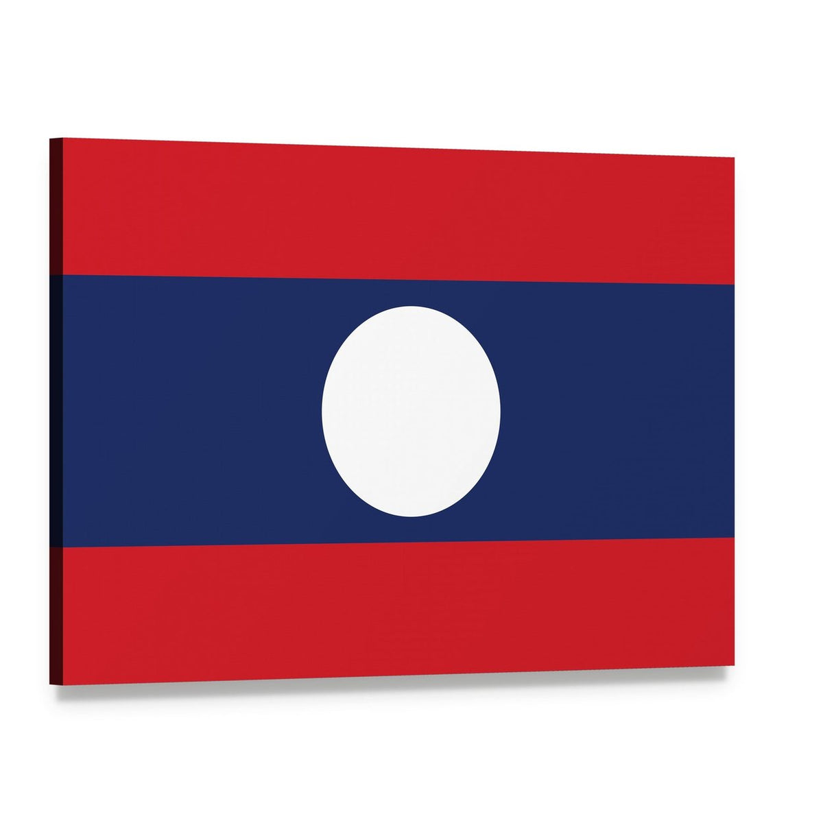 Laos Flag Canvas Wall Art, single panel gallery wrapped canvas, angled product view
