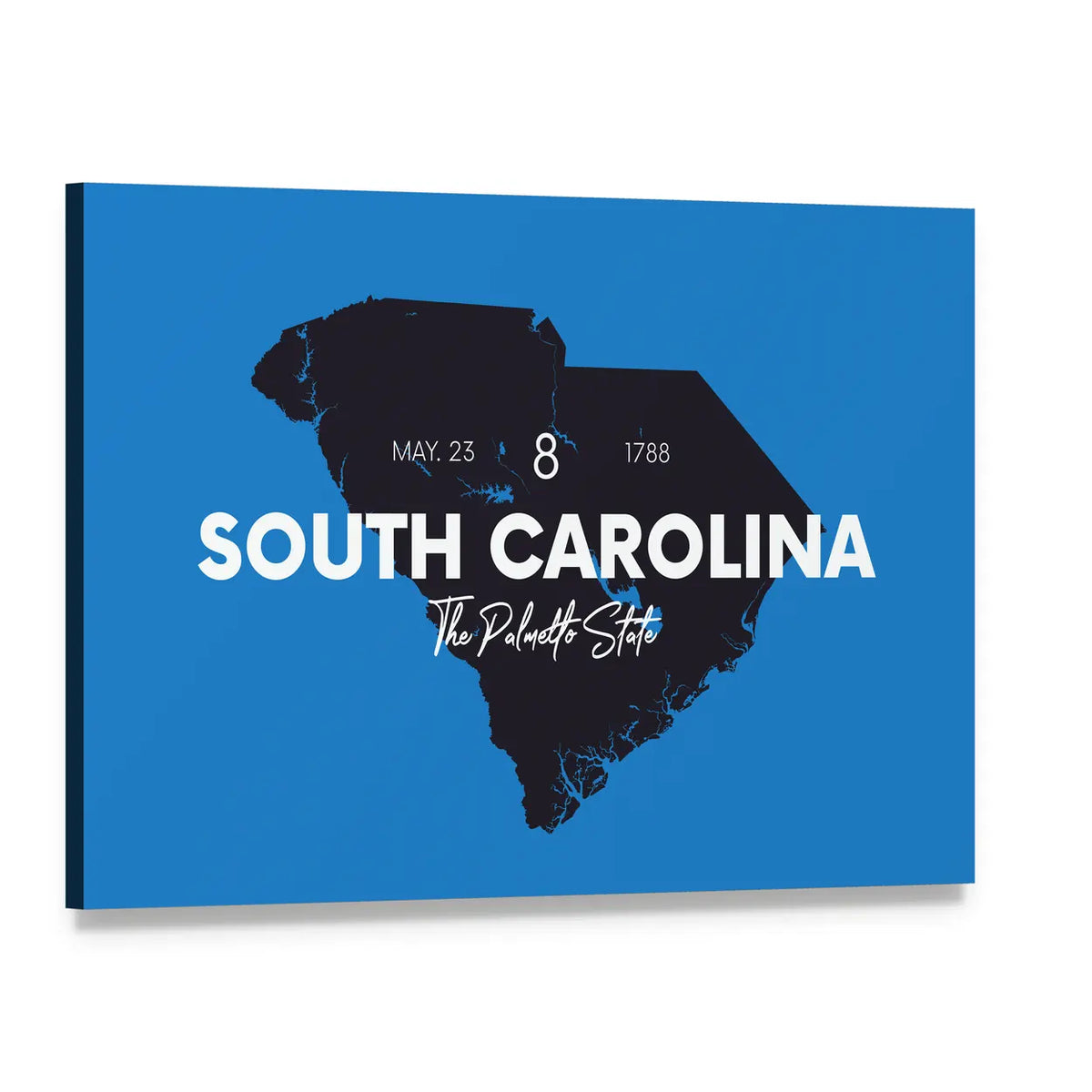 South Carolina Map Silhouette Canvas Wall Art, single panel gallery wrapped canvas, angled product view