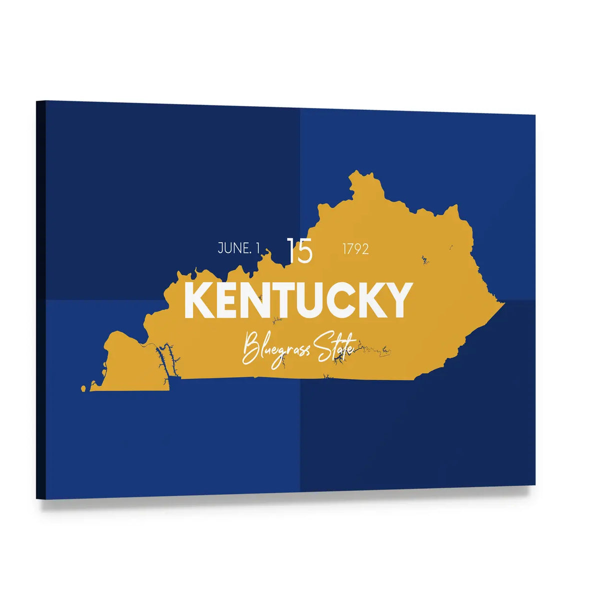 Kentucky State Map Canvas Wall Art, single panel gallery wrapped canvas, angled product view