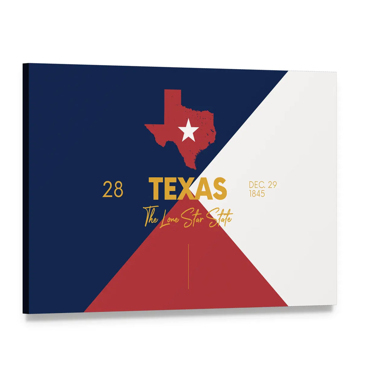 Texas Map with Lone Star Canvas Wall Art, single panel gallery wrapped canvas, angled product view