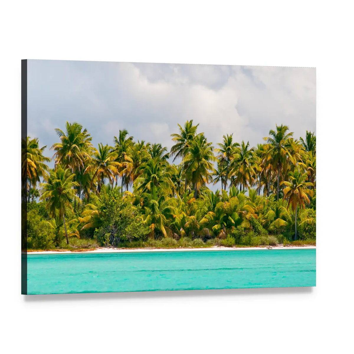 Tropical Palm Trees Island Canvas Wall Art, single panel gallery wrapped canvas, angled product view