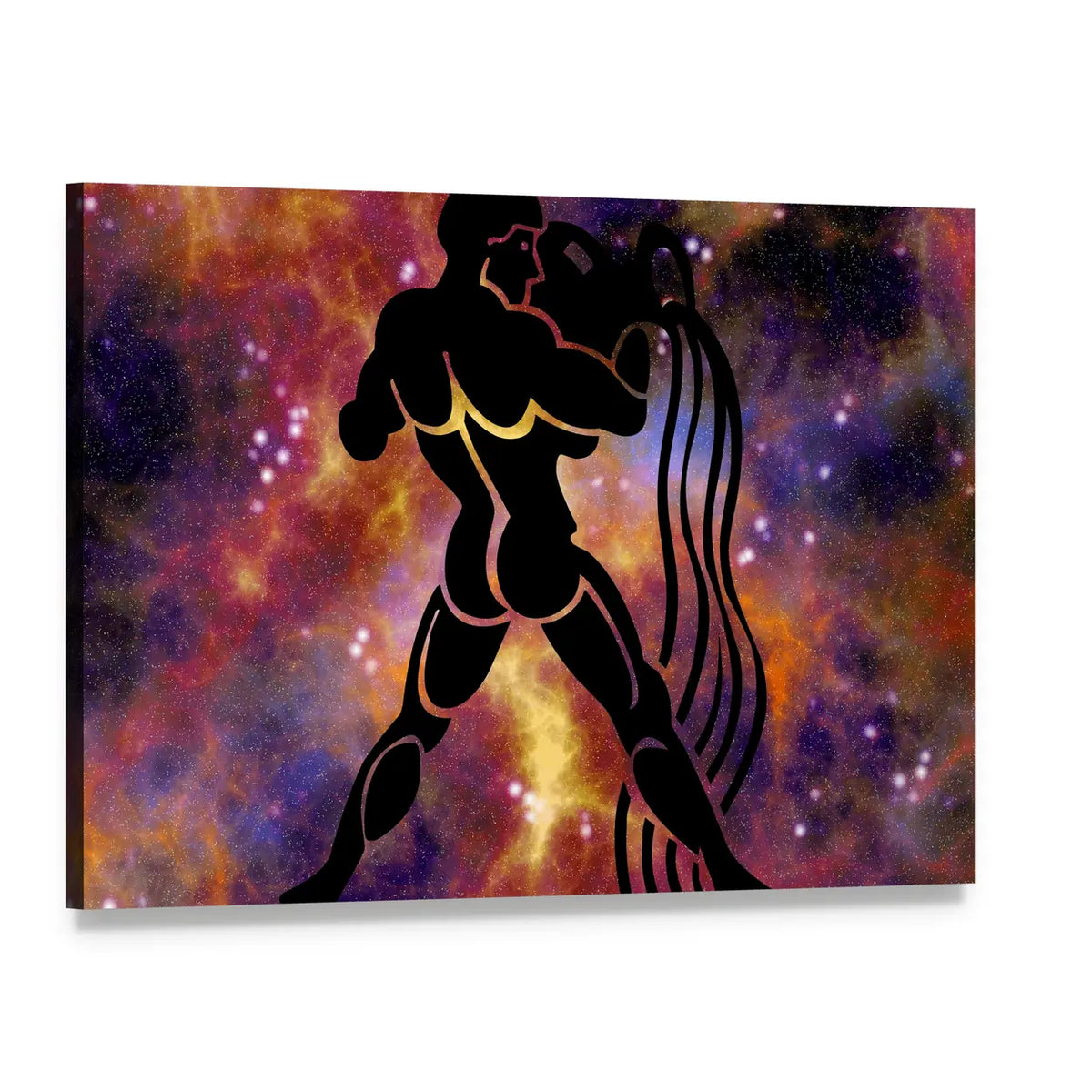 Aquarius Water Bearer Nebula Silhouette Canvas Wall Art, single panel gallery wrapped canvas, angled product view