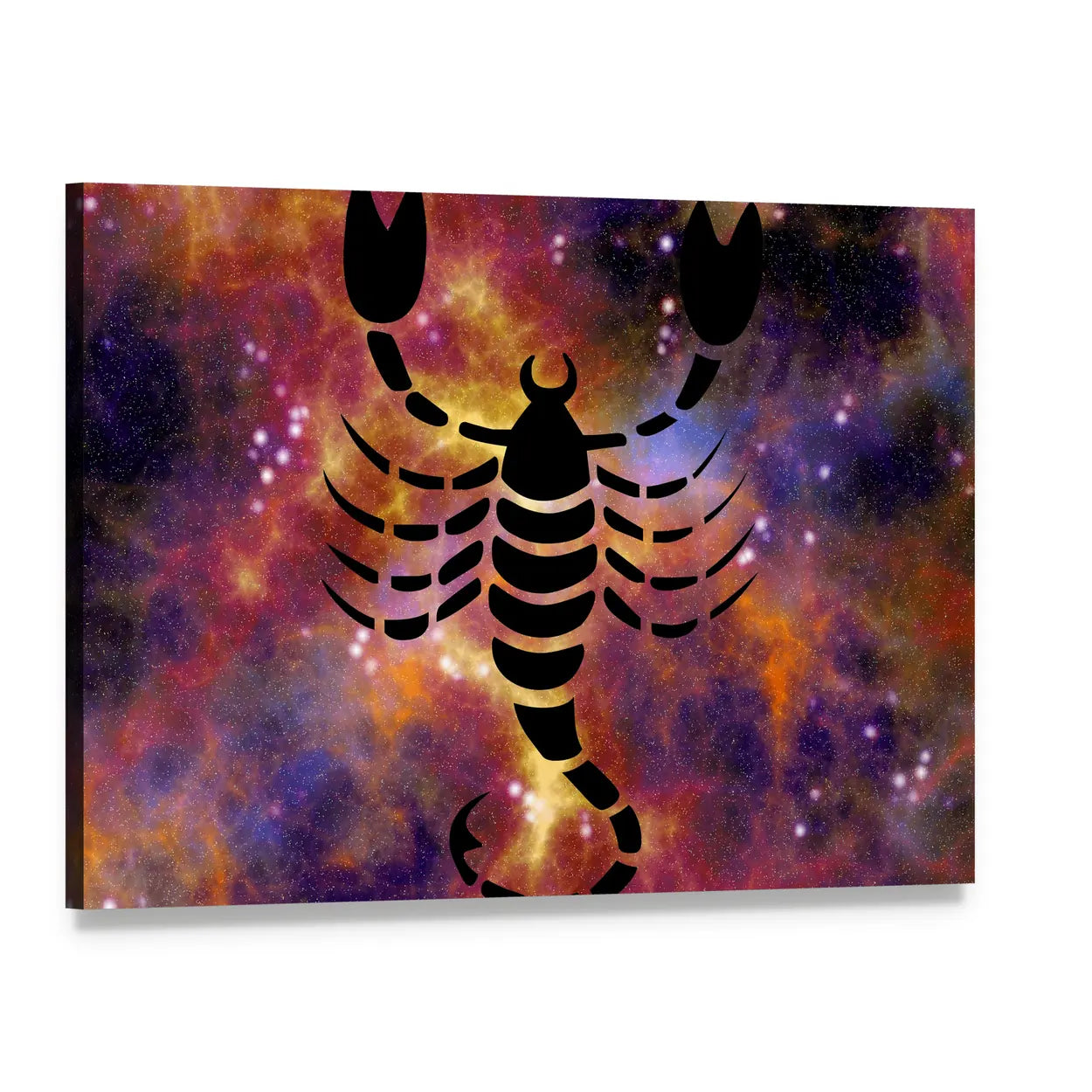 Scorpio Nebula with Scorpion Silhouette Canvas Wall Art, single panel gallery wrapped canvas, angled product view