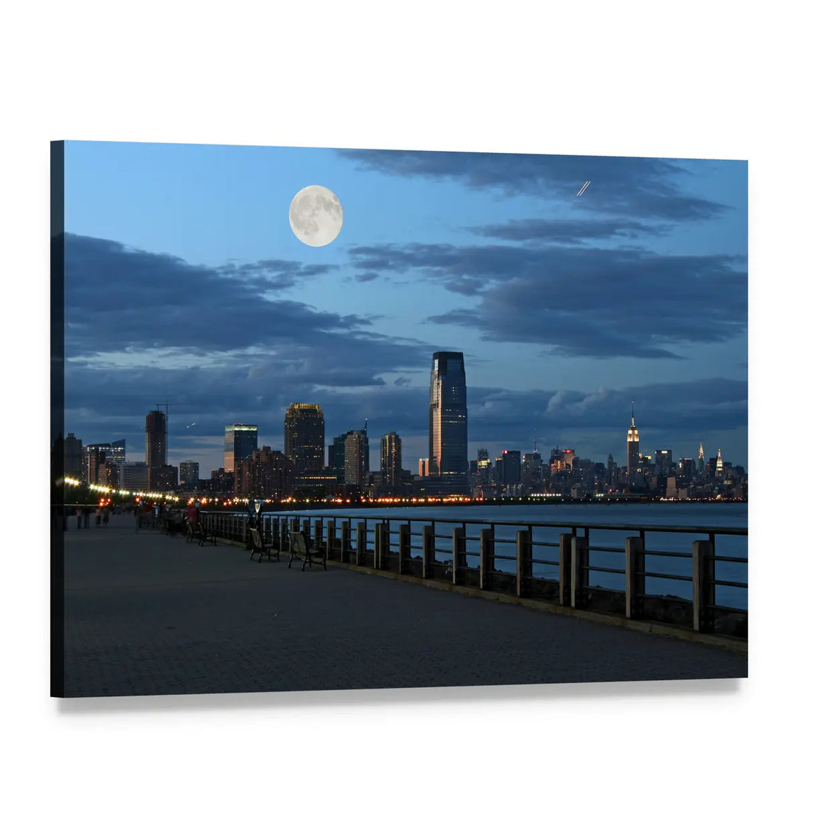 New York Skyline at Twilight Canvas Wall Art, single panel gallery wrapped canvas, angled product view