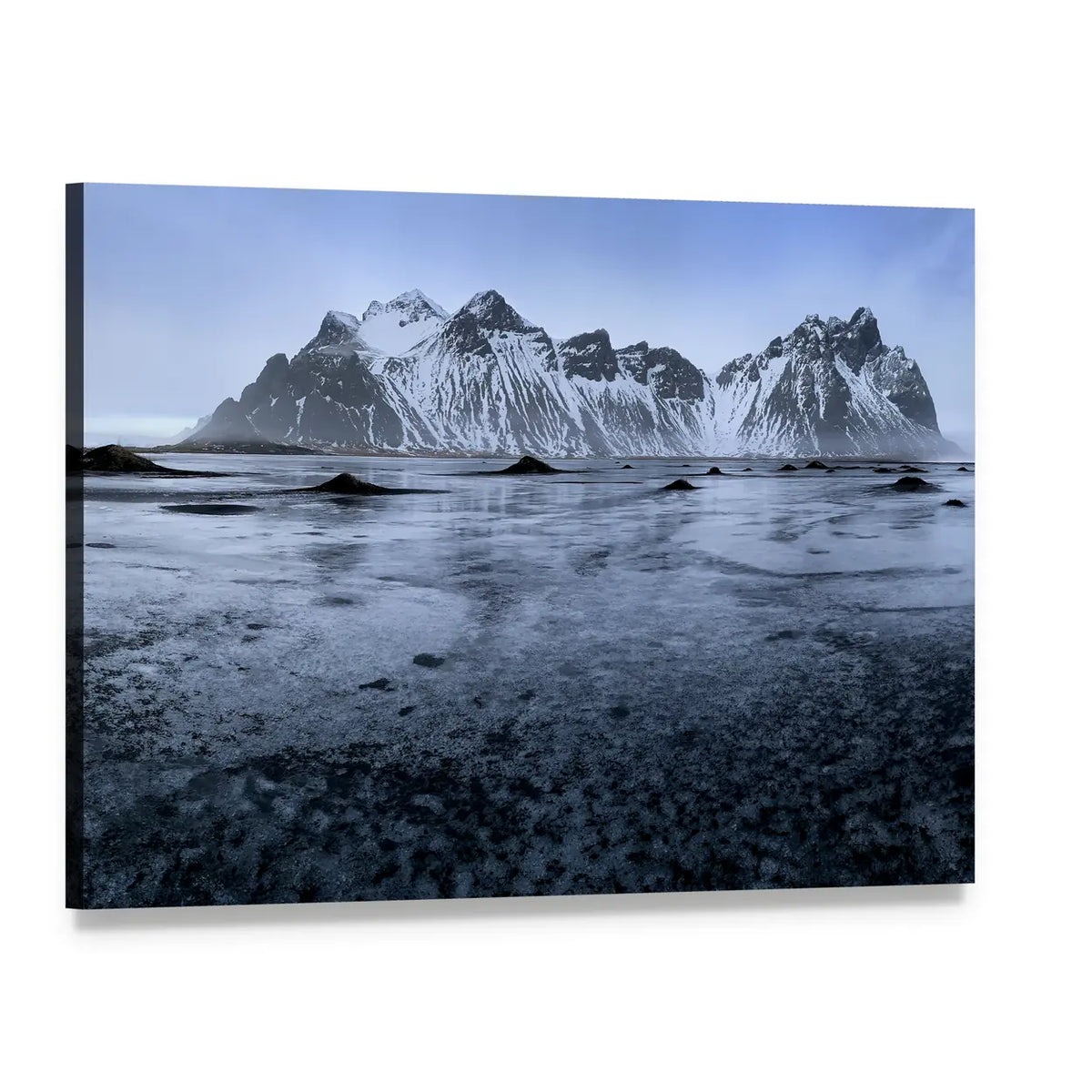 Sand Dunes At Stoksnes Beach In Iceland Canvas Wall Art, single panel gallery wrapped canvas, angled product view