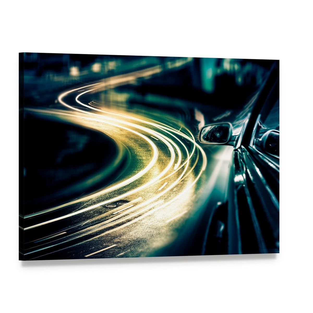 High Traffic View from Car Canvas Wall Art, single panel gallery wrapped canvas, angled product view