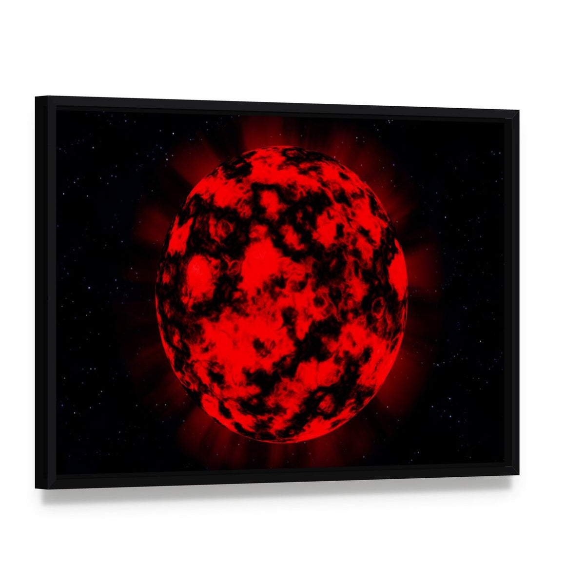 Explosion in Deep Space Canvas Wall Art, framed canvas in a black floater frame, angled product view