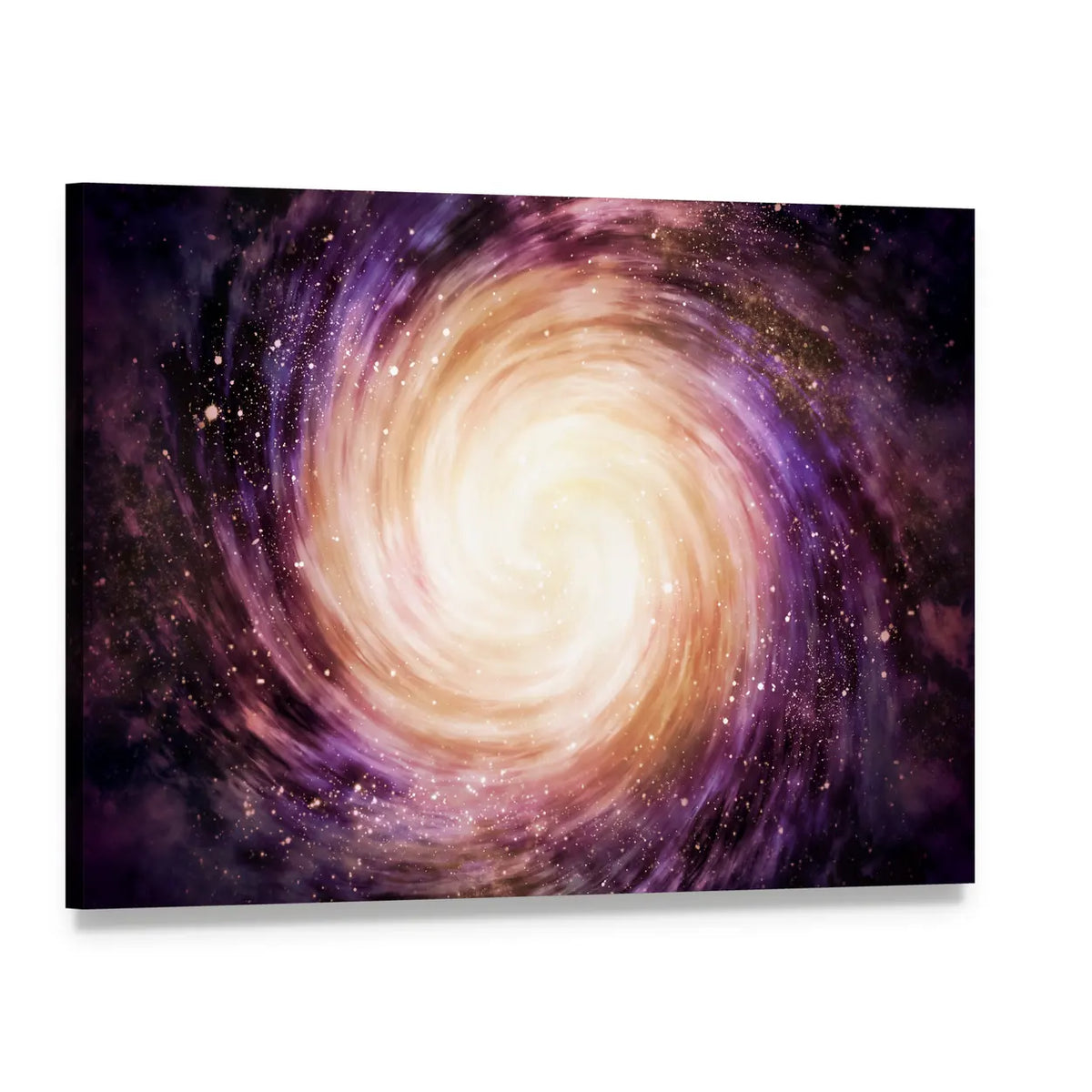 Distant Spiral Galaxy Canvas Wall Art, single panel gallery wrapped canvas, angled product view