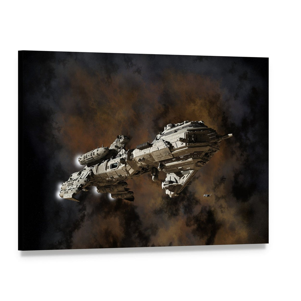 Futuristic Interstellar Escort Frigate Canvas Wall Art, single panel gallery wrapped canvas, angled product view