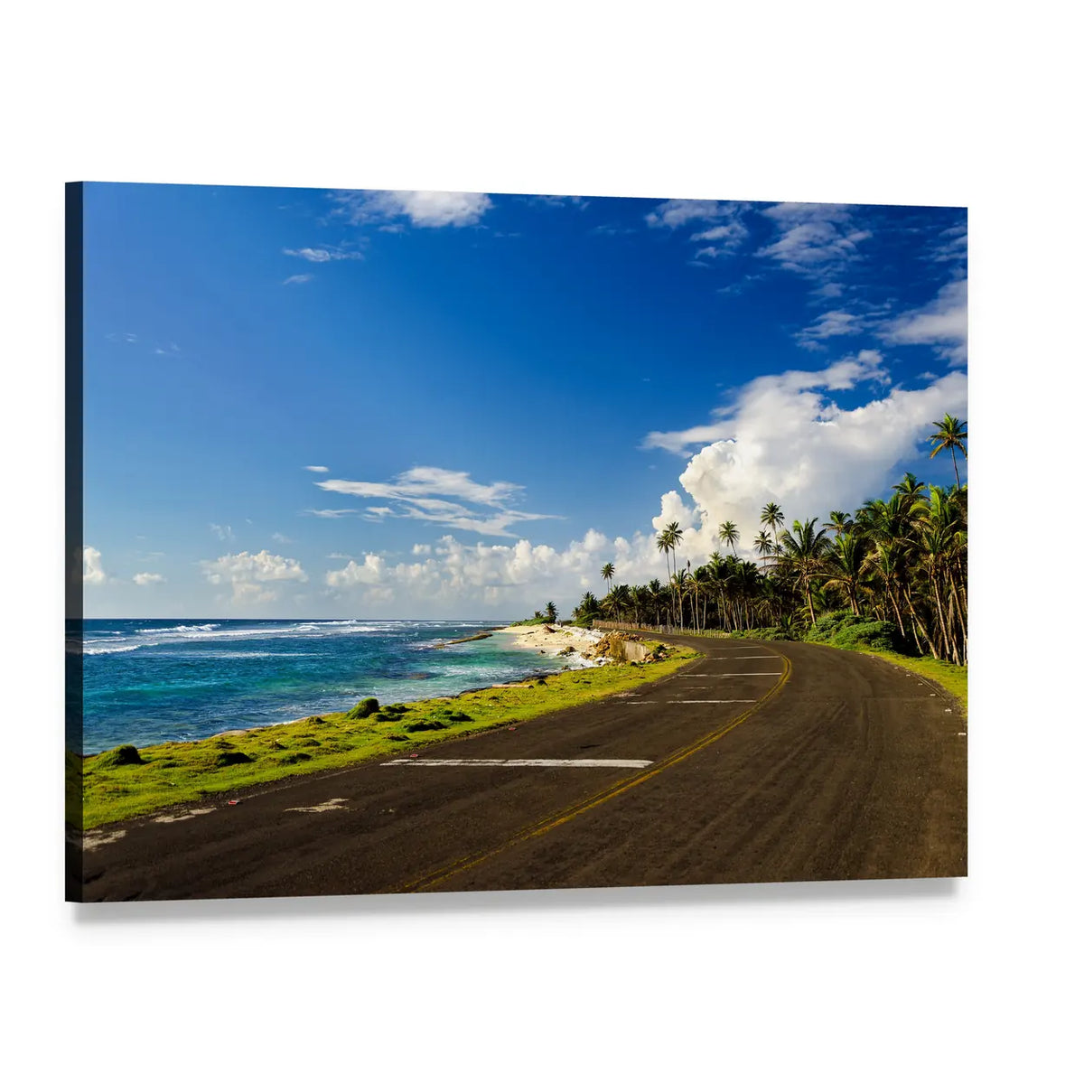 Coastal Road in San Andres Colombia Canvas Wall Art, single panel gallery wrapped canvas, angled product view