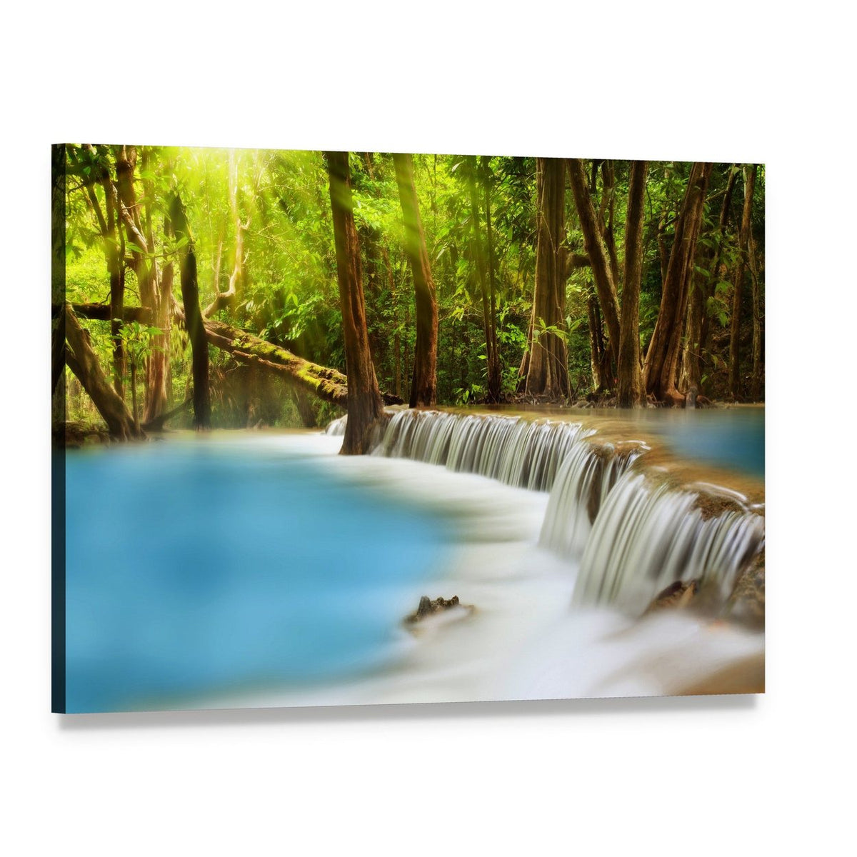 Huai Mae Kamin Waterfall Canvas Wall Art, single panel gallery wrapped canvas, angled product view