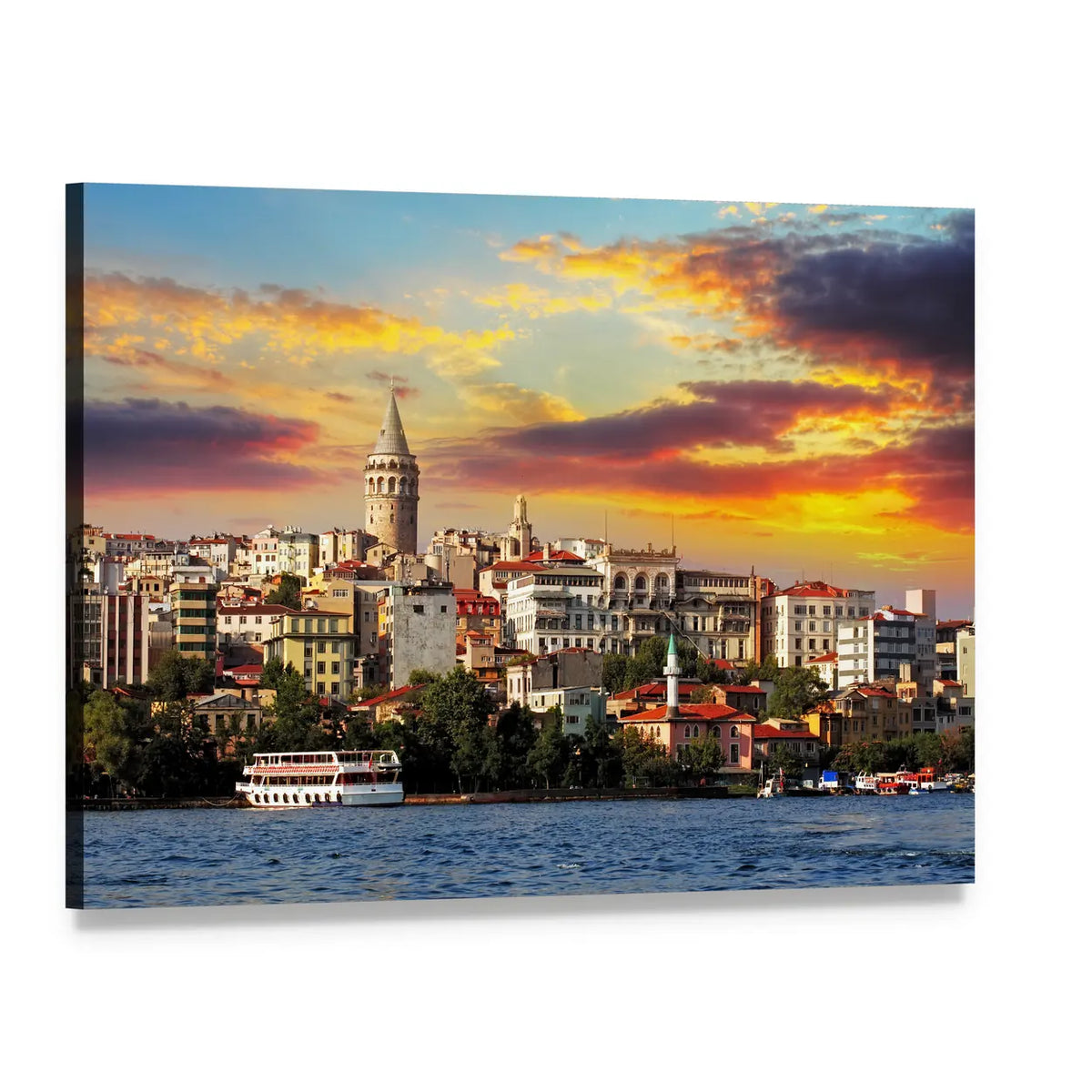 Istanbul at Sunset Canvas Wall Art, single panel gallery wrapped canvas, angled product view