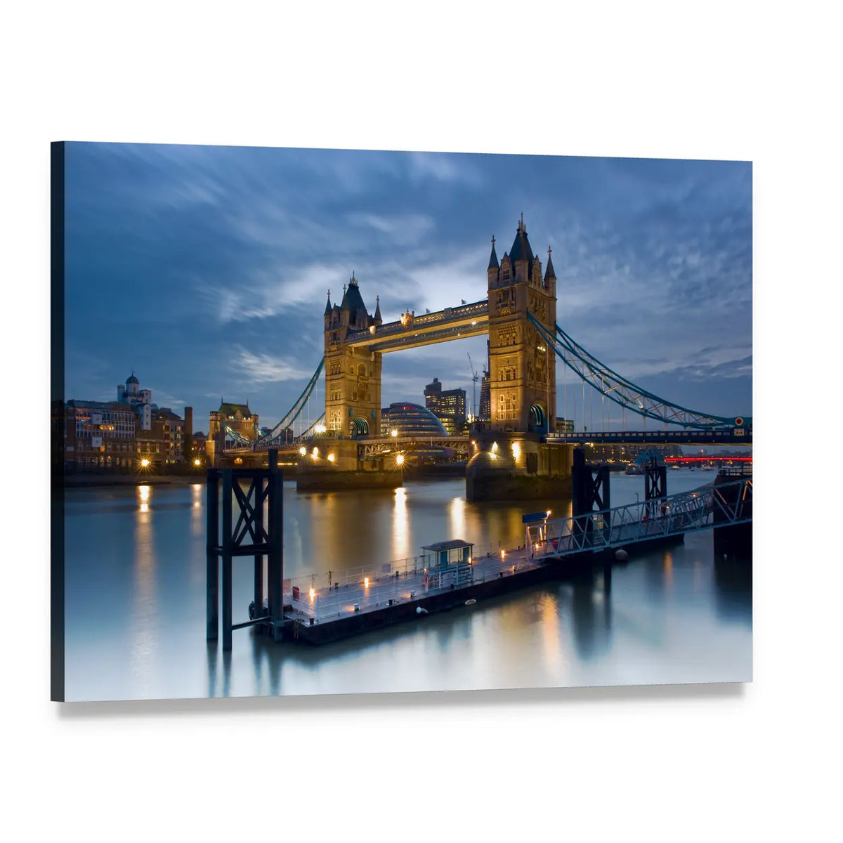 Tower Bridge on the River Thames Canvas Wall Art, single panel gallery wrapped canvas, angled product view