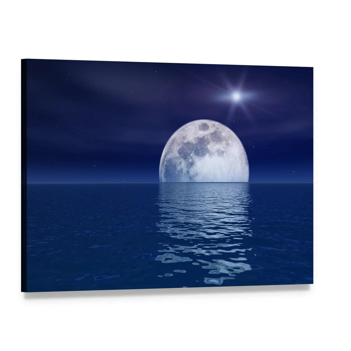 Quasar Star Over Moonlit Sea Canvas Wall Art, single panel gallery wrapped canvas, angled product view