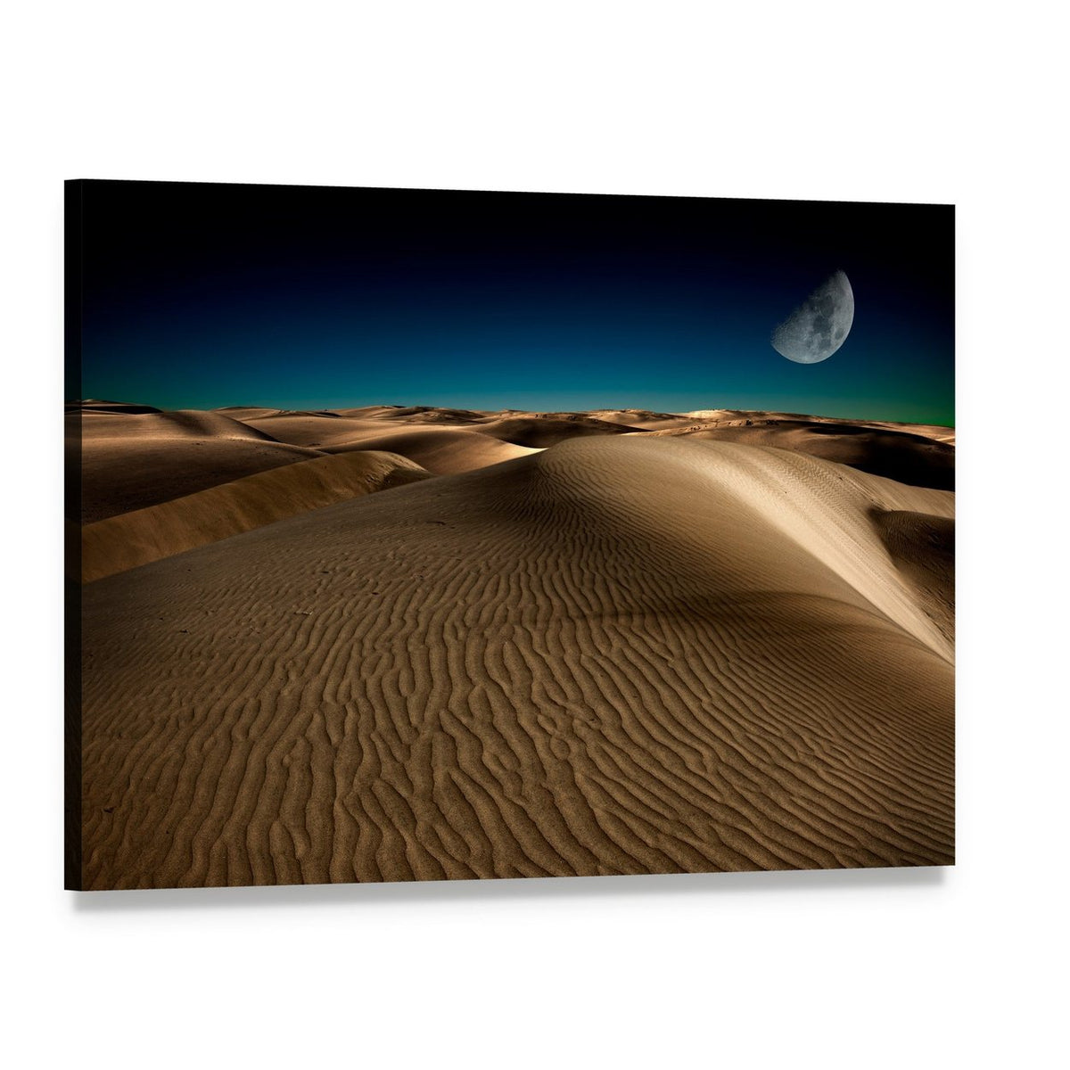 Night in Serene Desert Dunes Canvas Wall Art, single panel gallery wrapped canvas, angled product view