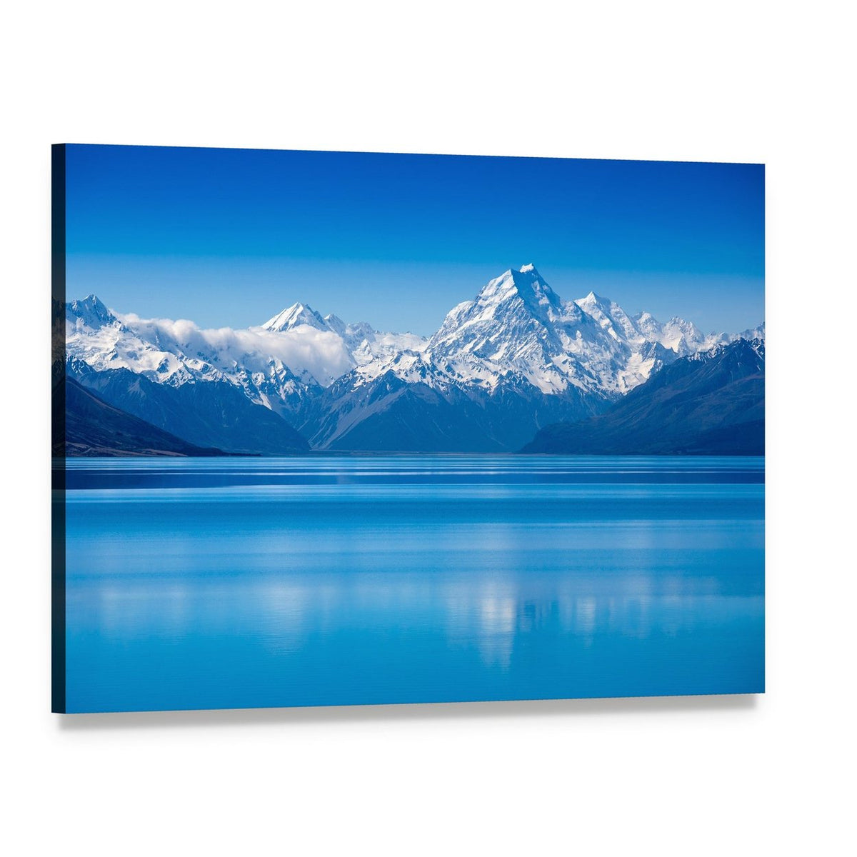 Lake Pukaki Canvas Wall Art, single panel gallery wrapped canvas, angled product view