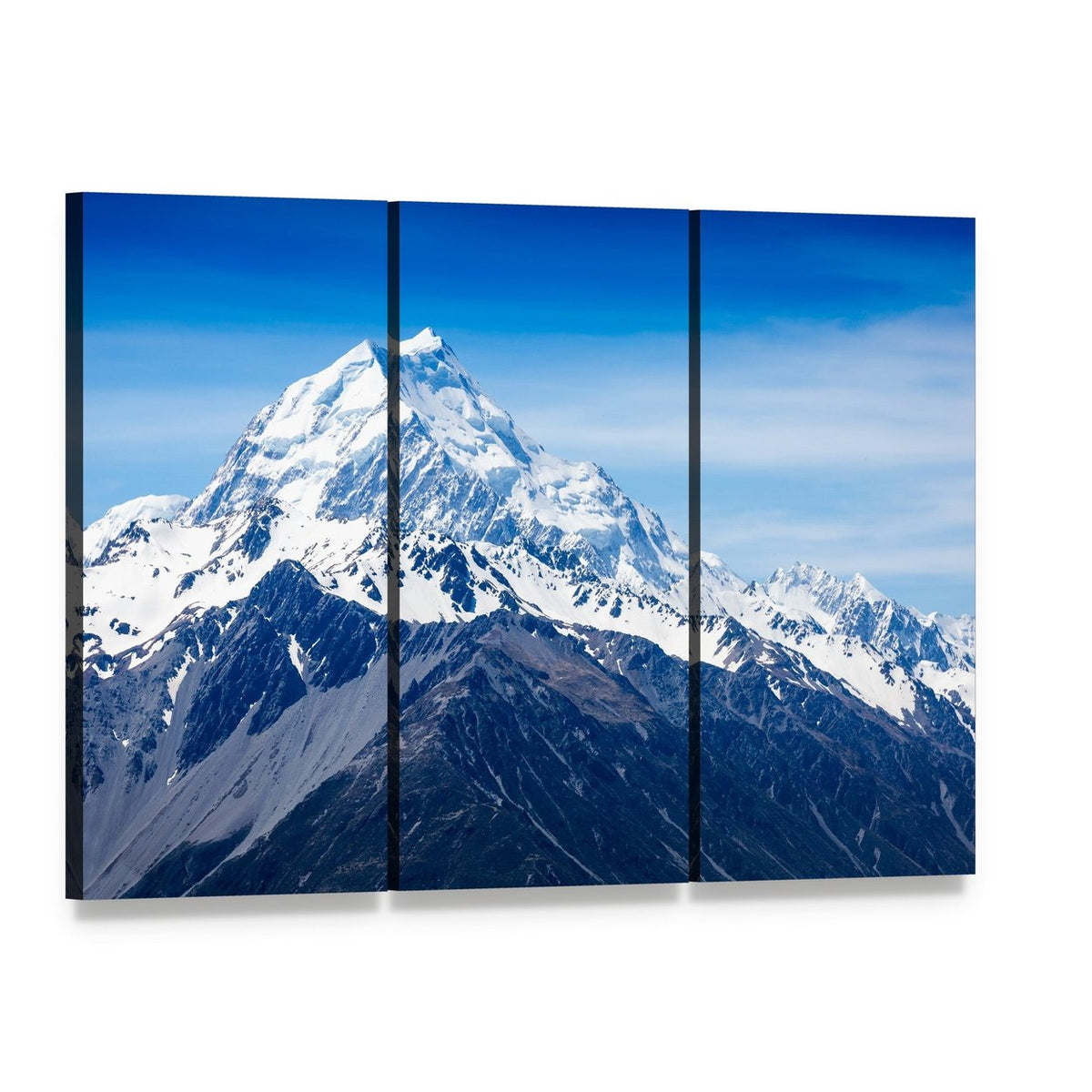 Mountains Peak New Zealand Canvas Wall Art, 3 panel 3 Horizontal layout gallery wrapped canvas set, angled product view