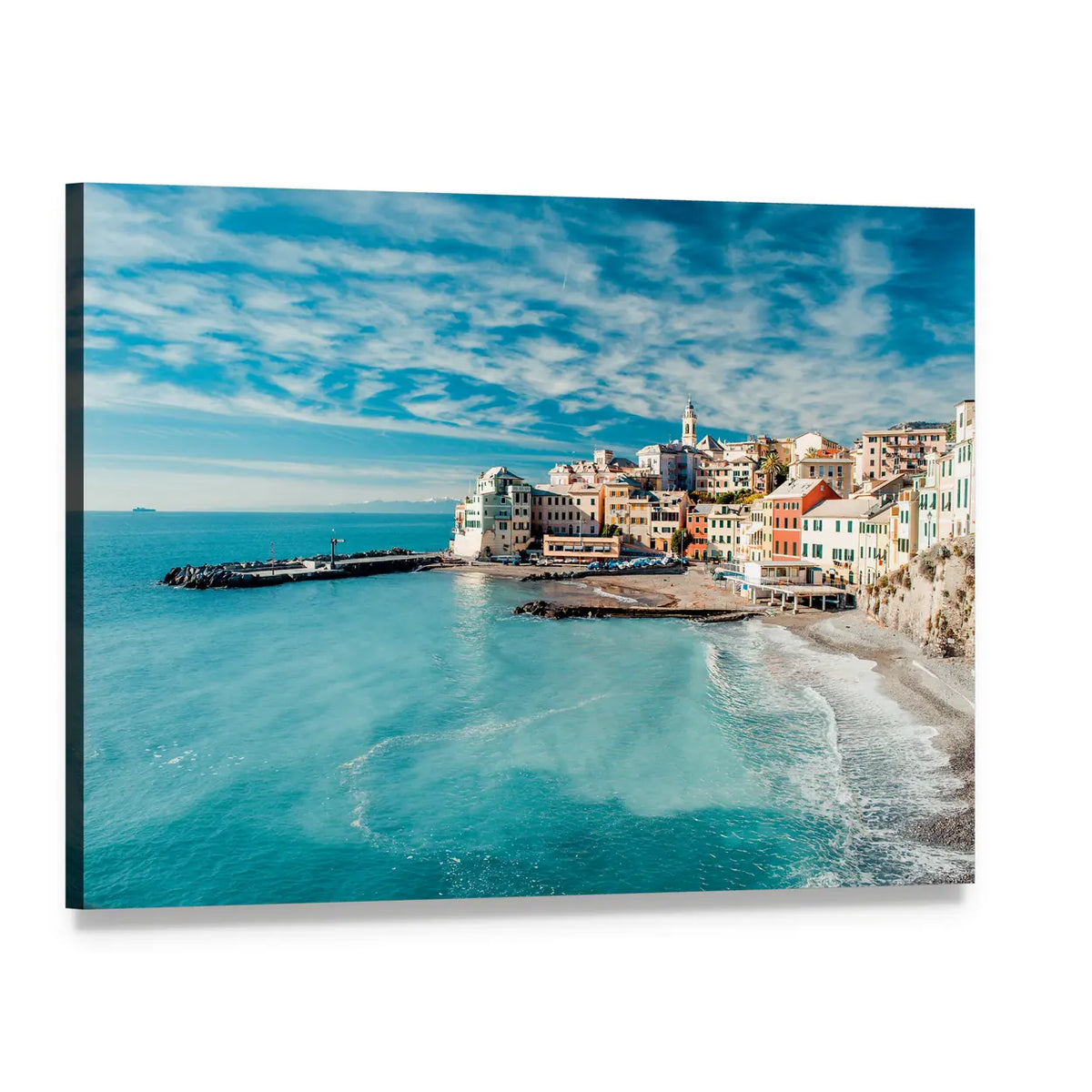 View of Bogliasco Village Canvas Wall Art, single panel gallery wrapped canvas, angled product view