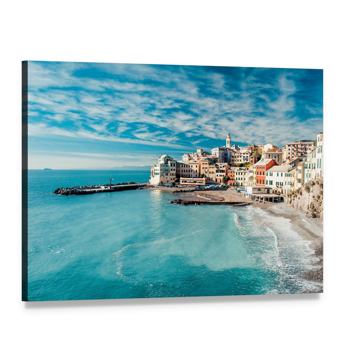 Bogliasco Village View, Italy Canvas Wall Art, single panel gallery wrapped canvas, angled product view