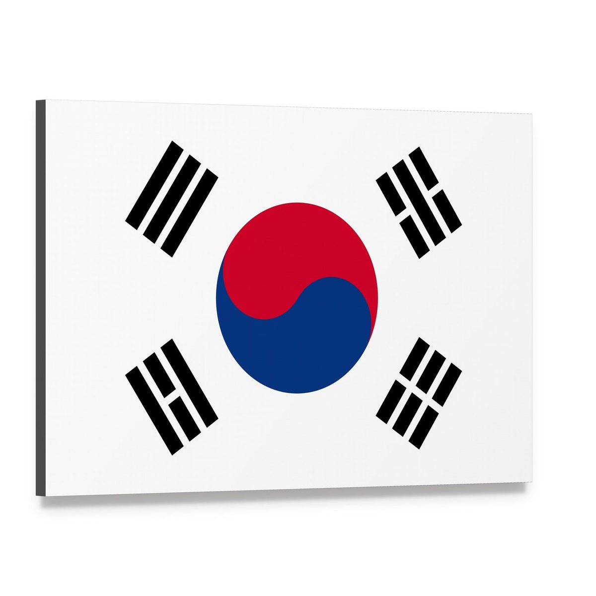 South Korea Flag with Taeguk and Trigrams Canvas Wall Art, single panel gallery wrapped canvas, angled product view
