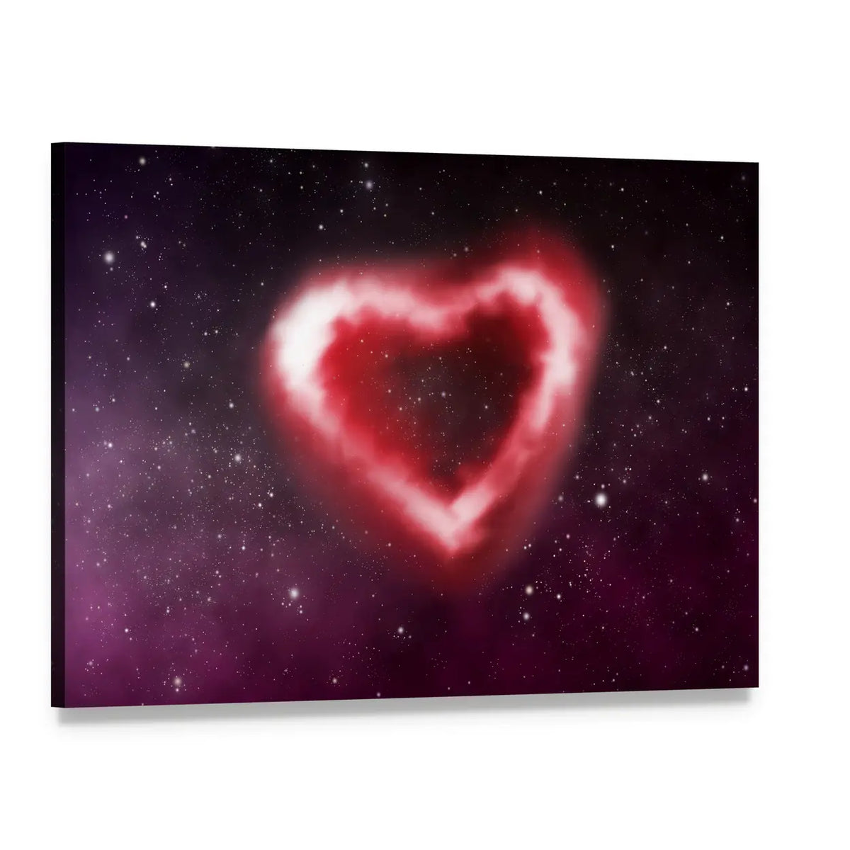 Heart-shaped Nebula Canvas Wall Art, single panel gallery wrapped canvas, angled product view