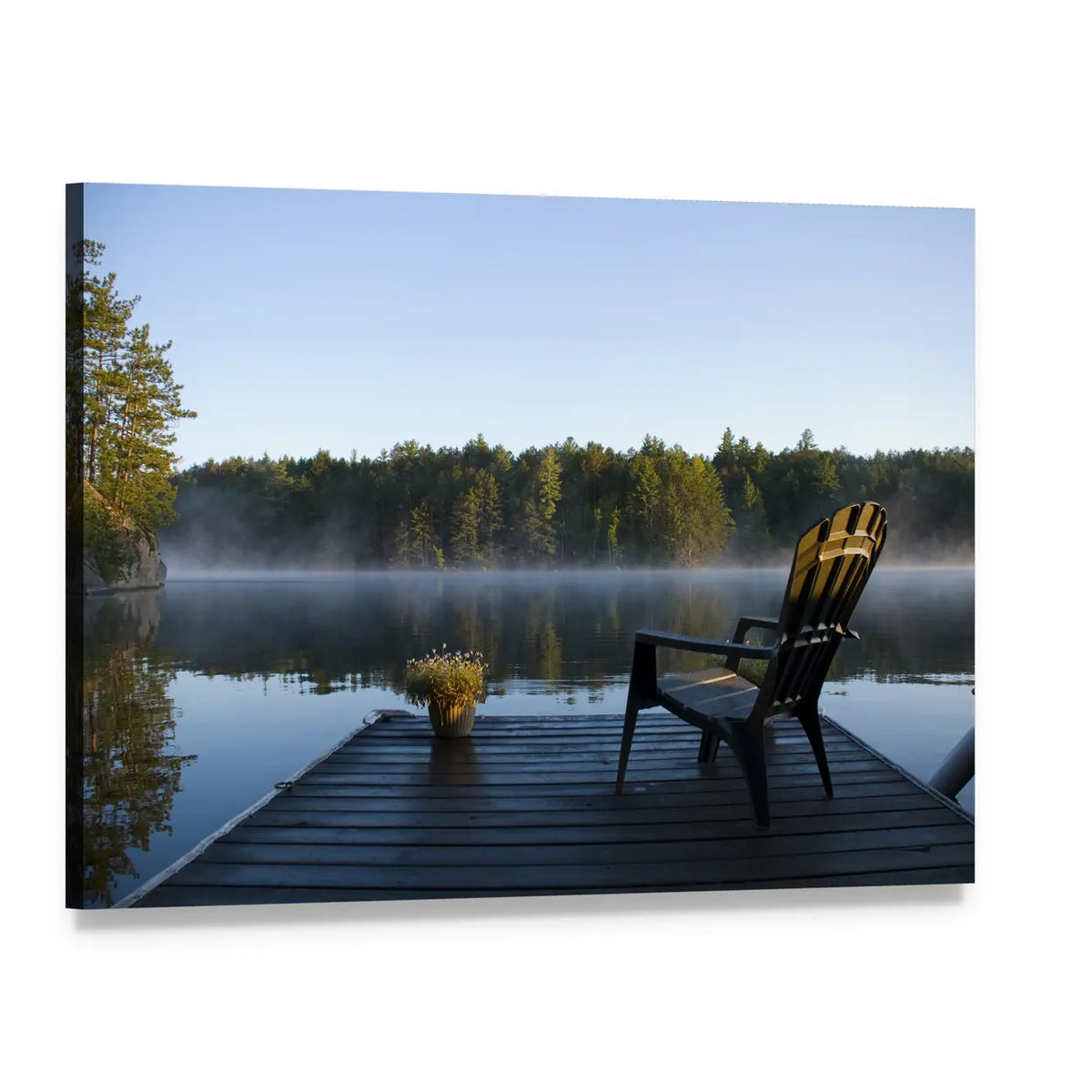 Weslemkoon Lake Dock View Canvas Wall Art, single panel gallery wrapped canvas, angled product view
