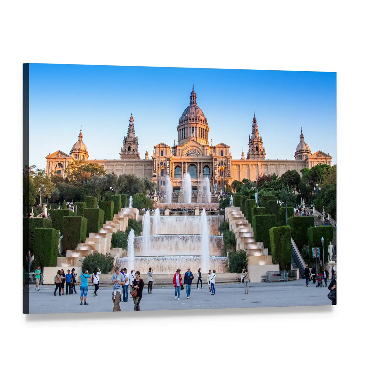 Palau Nacional at Plaça D'espanya Canvas Wall Art, single panel gallery wrapped canvas, angled product view