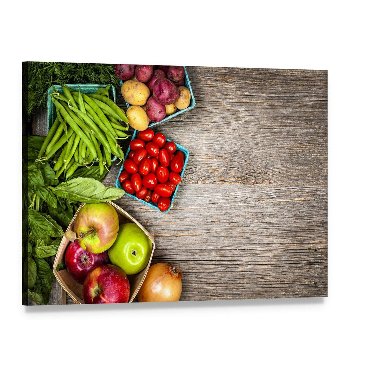 Fruits and Vegetables Canvas Wall Art, single panel gallery wrapped canvas, angled product view