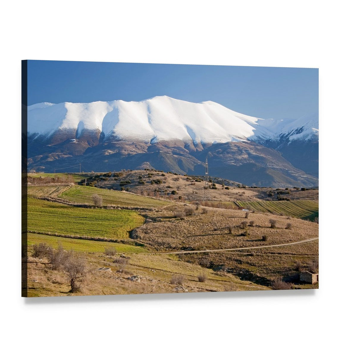 Olympus Mountain Winter Landscape Canvas Wall Art, single panel gallery wrapped canvas, angled product view