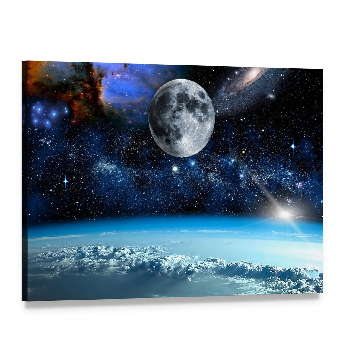 Space View from Earth Canvas Wall Art, single panel gallery wrapped canvas, angled product view