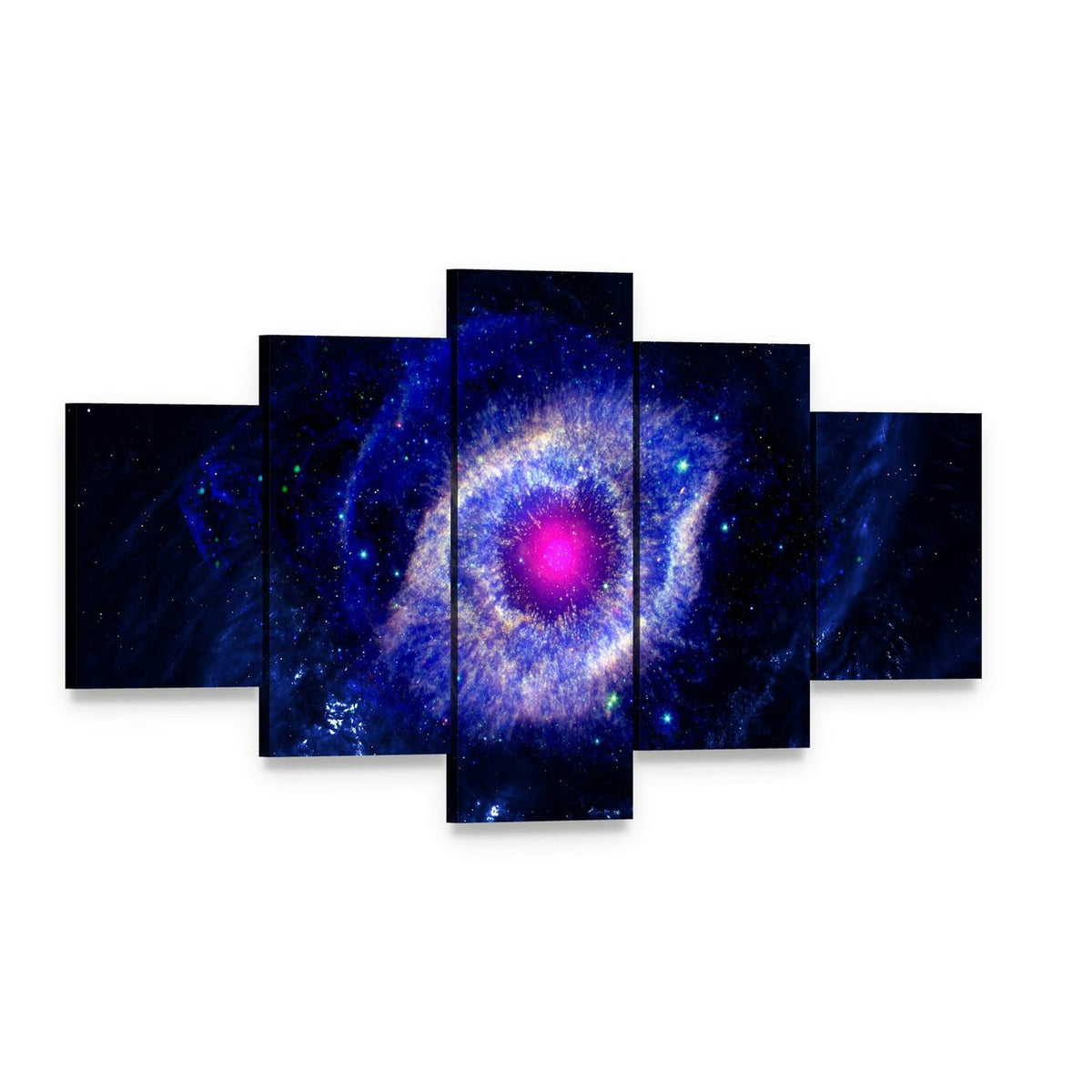 The Eye of God Nebula Canvas Wall Art, 5 panel 5 Star layout gallery wrapped canvas set, angled product view